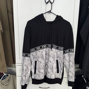 Carbon Black and White Marble Hoodie